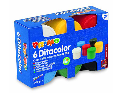 6 botes 50g. pintura de dedos Primo colores surtidos